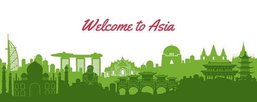 famous landmark of Asia,travel destination with silhouette classic design vector