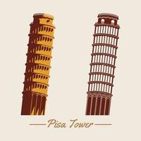 Pisa tower within two design,silhouette and cartoon version,famous landmark and travel of Italy vector