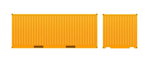 Yellow freight container. Large container for ship isolated on a white background. Vector. vector