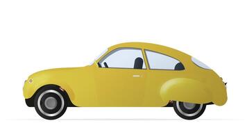 Vector yellow car in the old style. Realistic yellow car isolated on a white background.