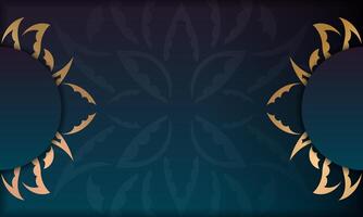 Background with gradient blue color with greek gold pattern for design under the text vector