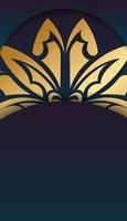 Background with gradient blue color with mandala gold ornament for design under your logo vector