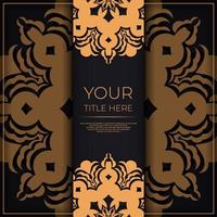 Ready-made invitation card design with vintage Indian ornament. Black-gold luxurious colors. Can be used as background and wallpaper. Elegant and classic vector elements