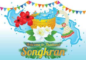 Idea art decorative of Song kran day famous festival of Thailand Loas Myanmar and Cambodia,new year,concept design