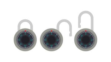 Three different types of locks with a compass on them vector