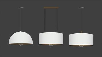 Vector set of realistic white lights. Loft style ceiling light.