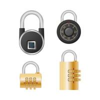 Set of padlocks. Realistic padlocks vector. Isolated on a white background. vector