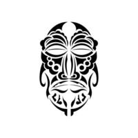 The face of the chief in Samoan style ornaments. Tattoo with Polynesian patterns. Isolated. Vector illustration.