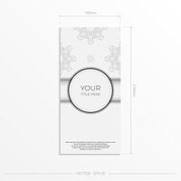 Luxurious white rectangular invitation card template with vintage abstract ornament. Elegant and classic vector elements are great for decoration.