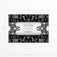 Luxurious white rectangular postcard template with vintage abstract ornament. Elegant and classic vector elements are great for decoration.