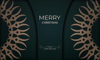 Christmas card with ornate design on dark green background vector