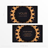 Business cards template with Decorative floral business cards, oriental pattern, illustration. vector