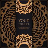 Dark black gold invitation card template with white abstract ornament. Elegant and classic elements ready for print and typography. vector