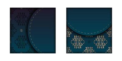 Two blue and gold business cards with ornate patterns vector