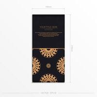 Dark postcard design with abstract vintage mandala ornament. Can be used as background and wallpaper. Elegant and classic vector elements ready for print and typography.