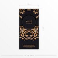 Black luxury invitation card design with gold vintage ornament. Can be used as background and wallpaper. Elegant and classic vector elements