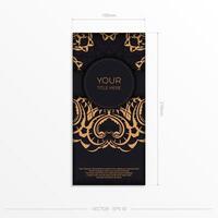 Black luxury invitation card design with gold vintage ornament. Can be used as background and wallpaper. Elegant and classic vector elements