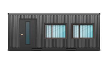 House of black cargo container. Large house out of container for ship isolated on a white background. . vector