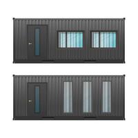 House of black cargo container. Large house out of container for ship isolated on a white background. . vector