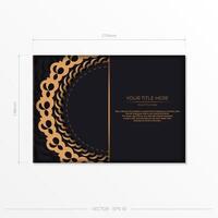 Dark black gold invitation card template with white abstract ornament. Elegant and classic elements ready for print and typography. illustration. vector