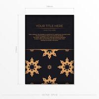 A black and gold card with a gold pattern vector