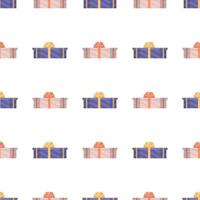 Seamless pattern with a gift. Background with a gift box. Suitable for backgrounds, cards and wrapping paper. Good on the topic of New Years, birthday and Valentine's Day. . vector