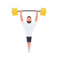 Athletes with raised barbells. Athlete Strong man set Isolated. Vector. vector