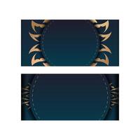 Template Congratulatory Brochure with a gradient of blue with Greek gold ornaments for your congratulations. vector