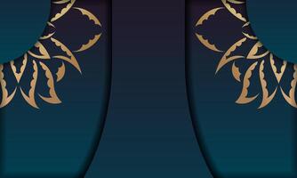 Background with gradient blue color with luxurious gold ornament for design under the text vector