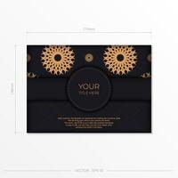 A black and gold business card with a gold pattern vector