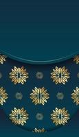 Background with gradient blue color with abstract gold ornament for design under your logo vector