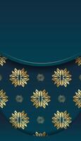 Background with gradient blue color with abstract gold ornament for design under your logo vector