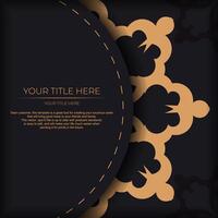 Dark postcard design with abstract vintage mandala ornament. vector