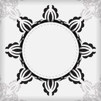 Luxurious white square postcard template with vintage abstract ornament. Elegant and classic vector elements ready for print and typography.