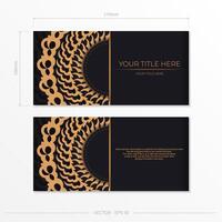 Dark black gold invitation card template with white Indian ornaments. Elegant and classic elements ready for print and typography. illustration. vector