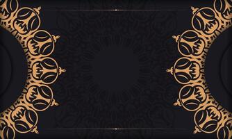 Black banner template with luxury ornaments and place for your design. Invitation card design with vintage patterns. vector