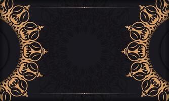 Black banner template with luxury ornaments and place for your design. Invitation card design with vintage patterns. vector