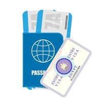 Vector illustration of passport, airline ticket and visa to egypt. Isolated on a white background.