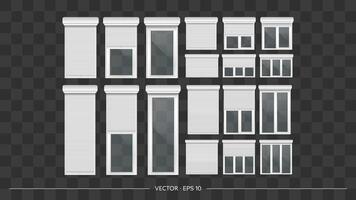 Roller shutter on the euro window. Realistic euro window with roller shutters vector. vector