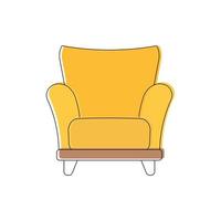 sillón amarillo en estilo de arte lineal. icono aislado sobre fondo blanco. vector. vector