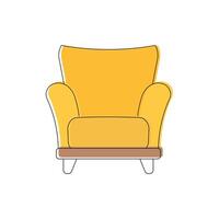 Yellow armchair in line art style. Icon isolated on white background. Vector. vector