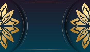 Golden floral background with blue and black vector