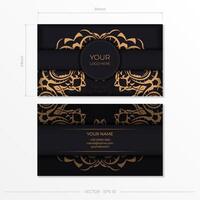 Black luxury business card design with gold vintage ornament. Can be used as background and wallpaper. Elegant and classic vector elements are great for decoration.