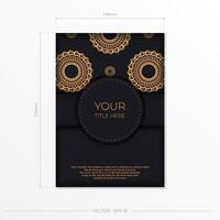 Dark black gold invitation card template with white abstract ornament. Elegant and classic elements are great for decoration. vector