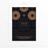 Dark black gold invitation card template with white abstract ornament. Elegant and classic vector elements are great for decoration.