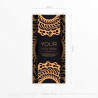 Dark black gold invitation card template with white abstract ornament. Elegant and classic elements ready for print and typography. illustration. vector