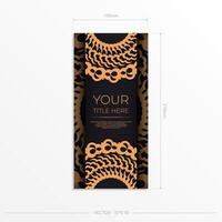 Dark black gold invitation card template with white abstract ornament. Elegant and classic vector elements ready for print and typography. Vector illustration.