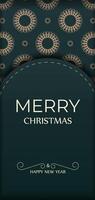 Christmas card with gold and green pattern on a dark background vector