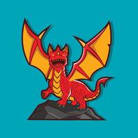 Red dragon with wings vector