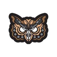 Owl from patterns. Exotic bird in boho style. Vector